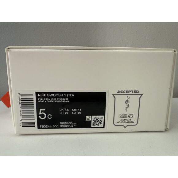 Nike Swoosh 1 Baby Flyknit pink /White Toddler Sz 5c (FB3244 600) - Picture 8 of 9